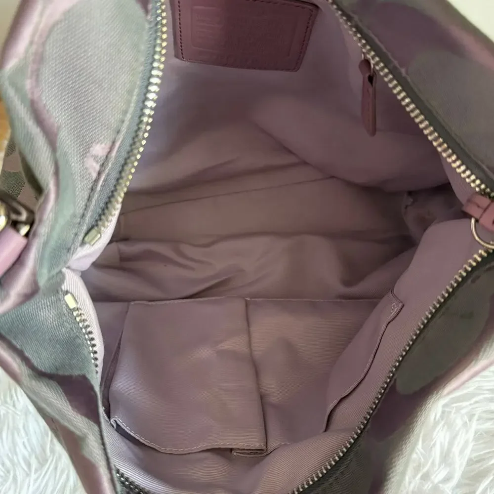 COACH Purple Signature Canvas Duffle Shoulder Bag Crossbody